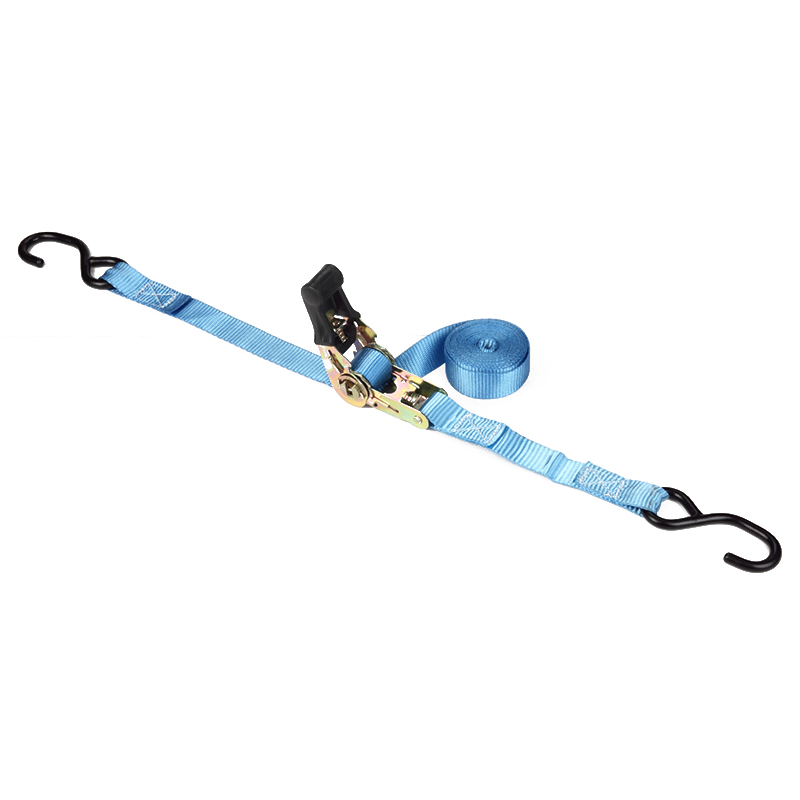 1 인치 25mm 800kg 래칫 타이 다운 스트랩 블랙 코팅 S 후크