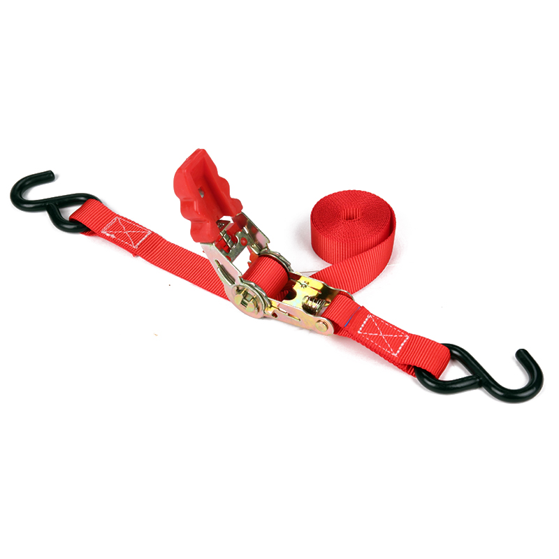 1 인치 25mm 800kg 래칫 타이 다운 스트랩 블랙 코팅 S 후크